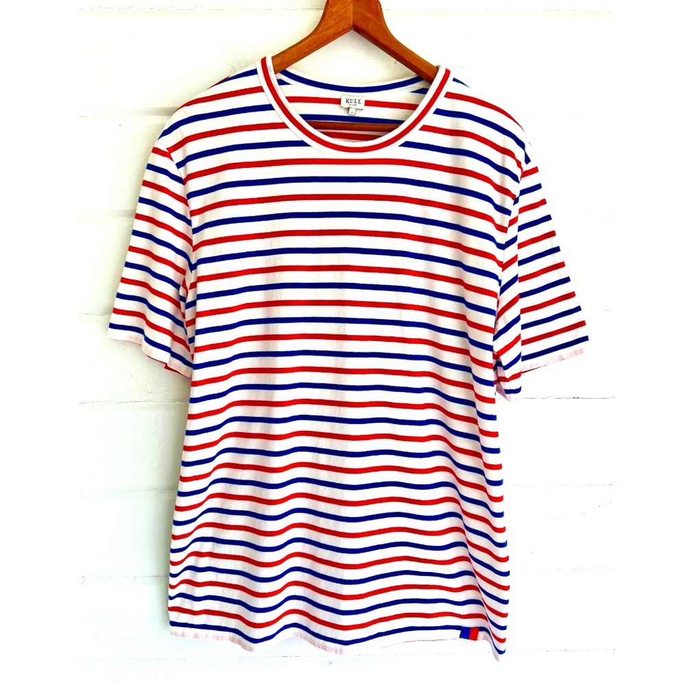 KULE MISTER Striped S/S Crew Neck Cotton T Shirt - L
